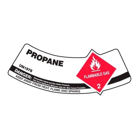 Accuform Gas Cylinder Shoulder Label, Propane, Vinyl Adhesive, 5/Pack